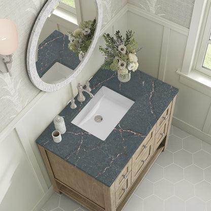 Breckenridge 36" Single Vanity, Whitewashed Oak w/ 3 CM Parisien Bleu Silestone Top, view 7