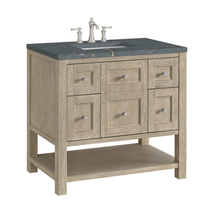 Breckenridge 36" Single Vanity, Whitewashed Oak w/ 3 CM Parisien Bleu Silestone Top, view 9