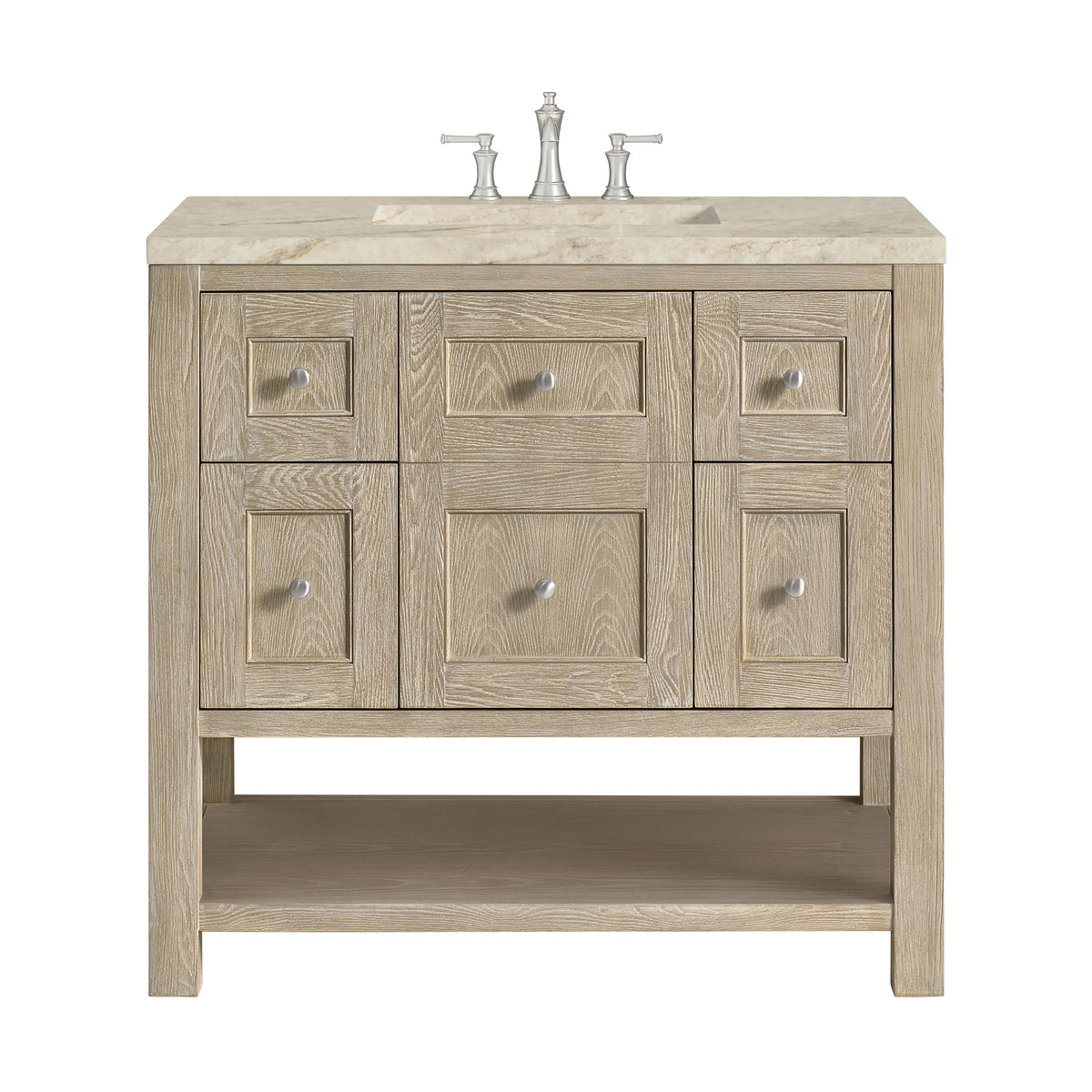 Breckenridge 36" Single Vanity, Whitewashed Oak, w/ 3 CM Tajnar Eclos Top