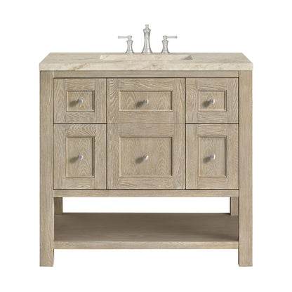 Breckenridge 36" Single Vanity, Whitewashed Oak, w/ 3 CM Tajnar Eclos Top