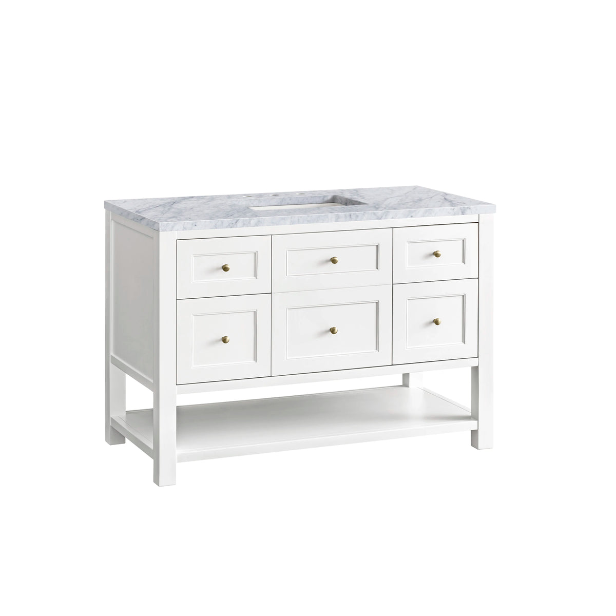 Breckenridge 48" Single Vanity, Bright White w/ 3 CM Carrara Marble Top, view 10