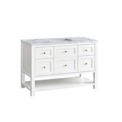 Breckenridge 48" Single Vanity, Bright White w/ 3 CM Carrara Marble Top, view 10