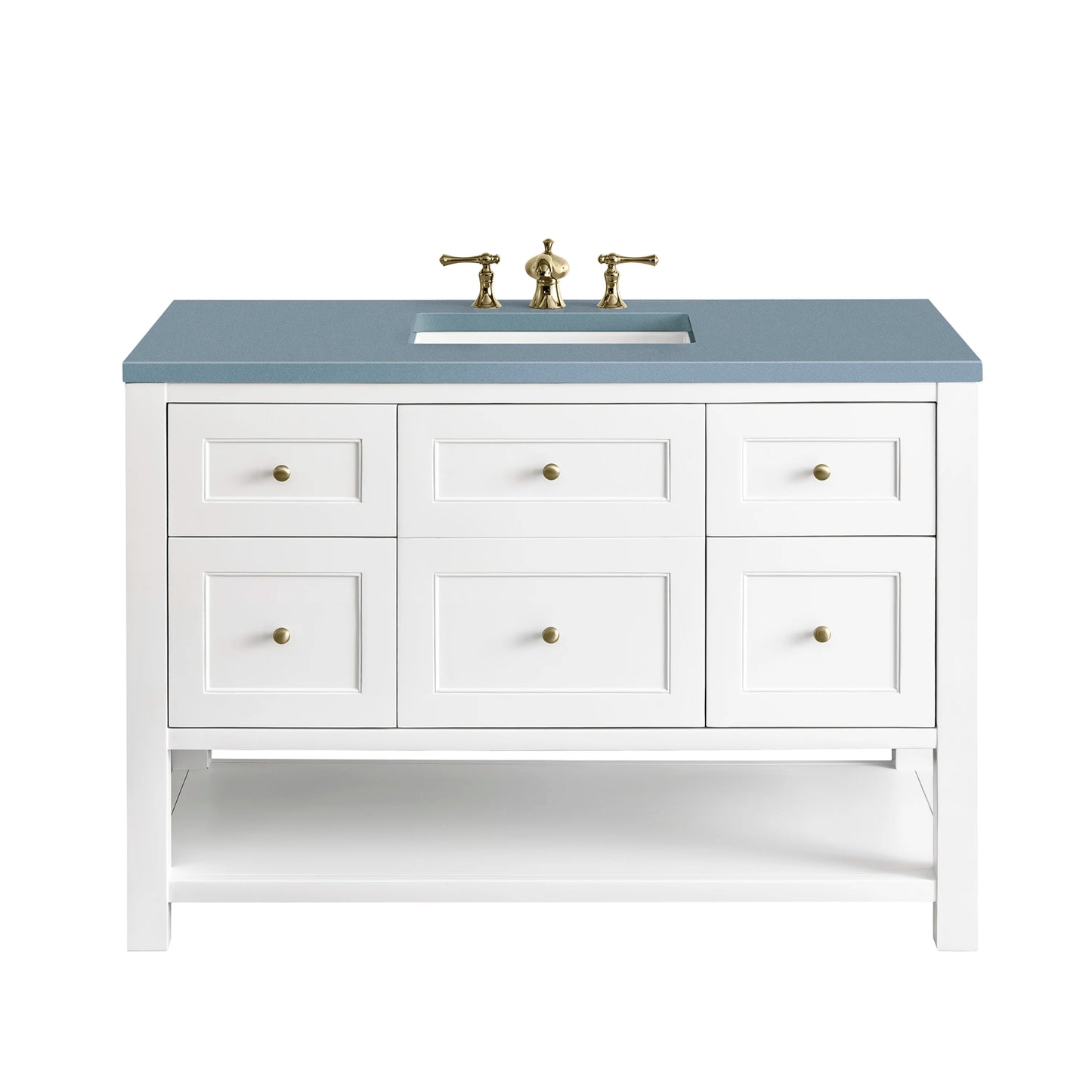 Renovate for Less Atlanta Breckenridge 48" Single Vanity, Bright White w/ 3 CM Cala Blue Top