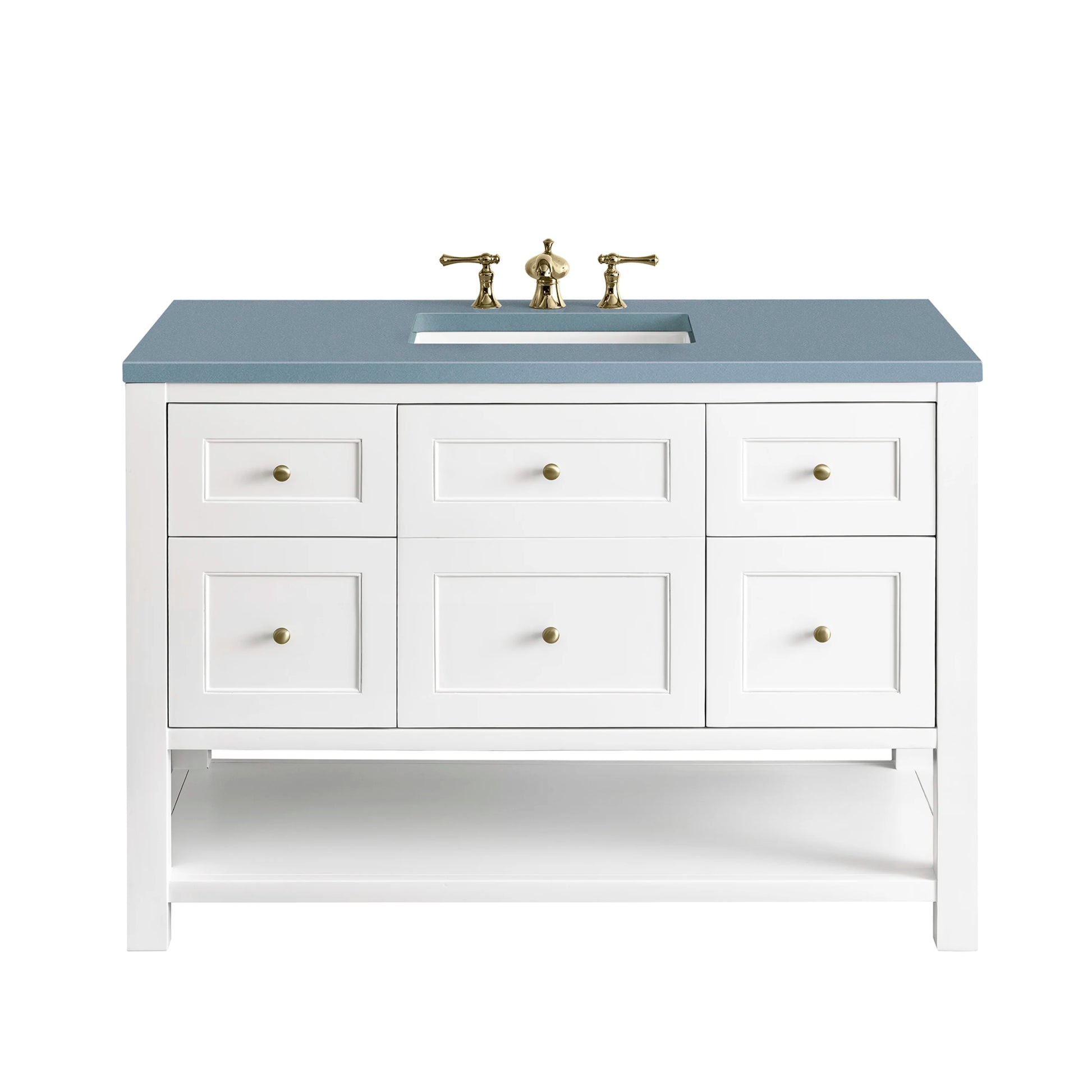 Renovate for Less Atlanta Breckenridge 48" Single Vanity, Bright White w/ 3 CM Cala Blue Top