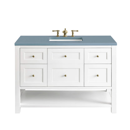 Renovate for Less Atlanta Breckenridge 48" Single Vanity, Bright White w/ 3 CM Cala Blue Top