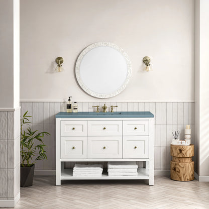 Renovate for Less Atlanta Breckenridge 48" Single Vanity, Bright White w/ 3 CM Cala Blue Top, view 3