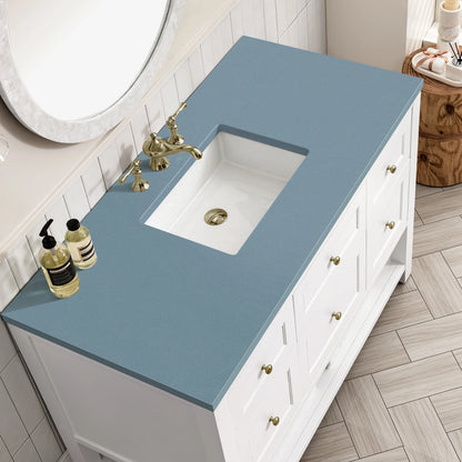 Renovate for Less Atlanta Breckenridge 48" Single Vanity, Bright White w/ 3 CM Cala Blue Top, view 7