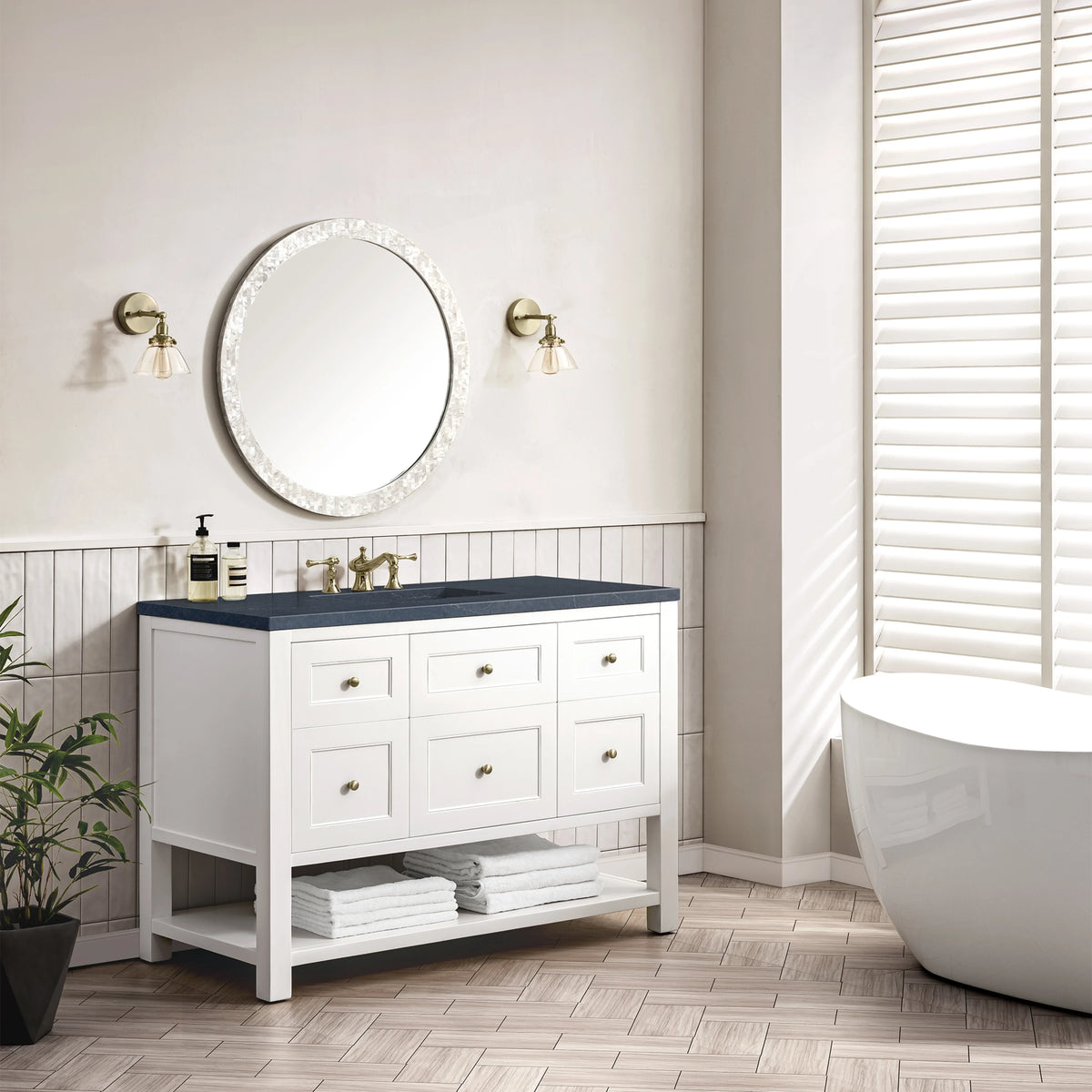 Breckenridge 48" Single Vanity, Bright White w/ 3 CM Charcoal Soapstone Top, view 4