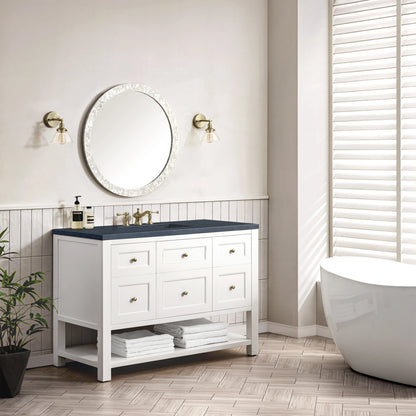 Breckenridge 48" Single Vanity, Bright White w/ 3 CM Charcoal Soapstone Top, view 4