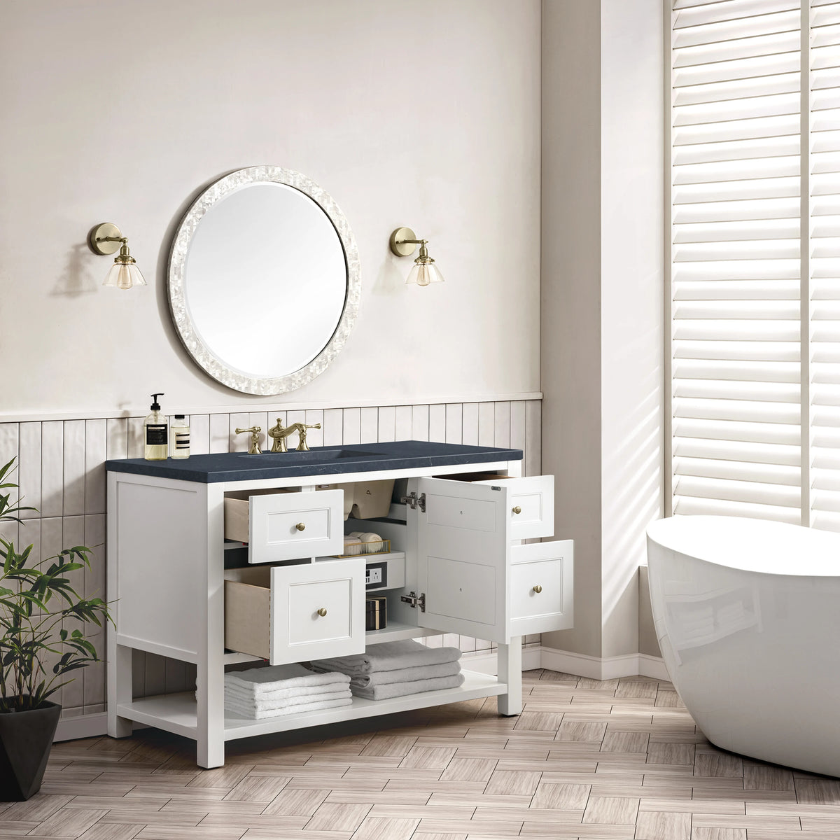 Breckenridge 48" Single Vanity, Bright White w/ 3 CM Charcoal Soapstone Top, view 5