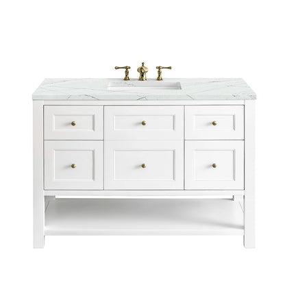 Breckenridge 48" Single Vanity, Bright White w/ 3 CM Ethereal Noctis Top