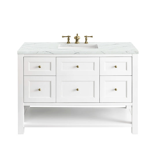 Breckenridge 48" Single Vanity, Bright White w/ 3 CM Ethereal Noctis Top