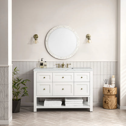 Breckenridge 48" Single Vanity, Bright White w/ 3 CM Ethereal Noctis Top, view 3