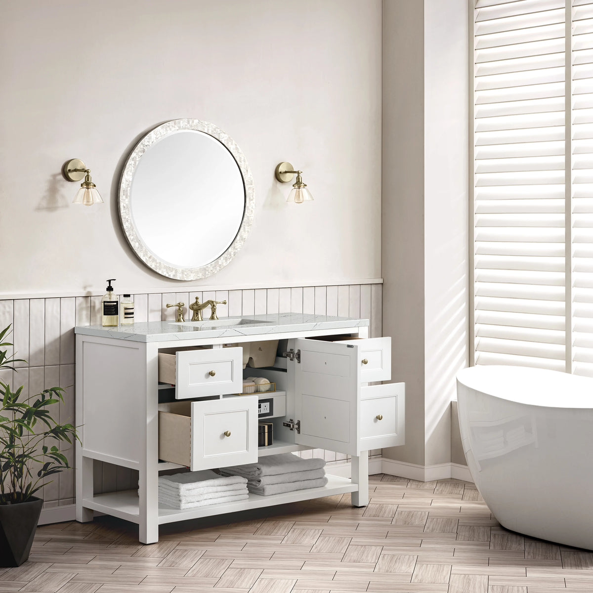 Breckenridge 48" Single Vanity, Bright White w/ 3 CM Ethereal Noctis Top, view 5