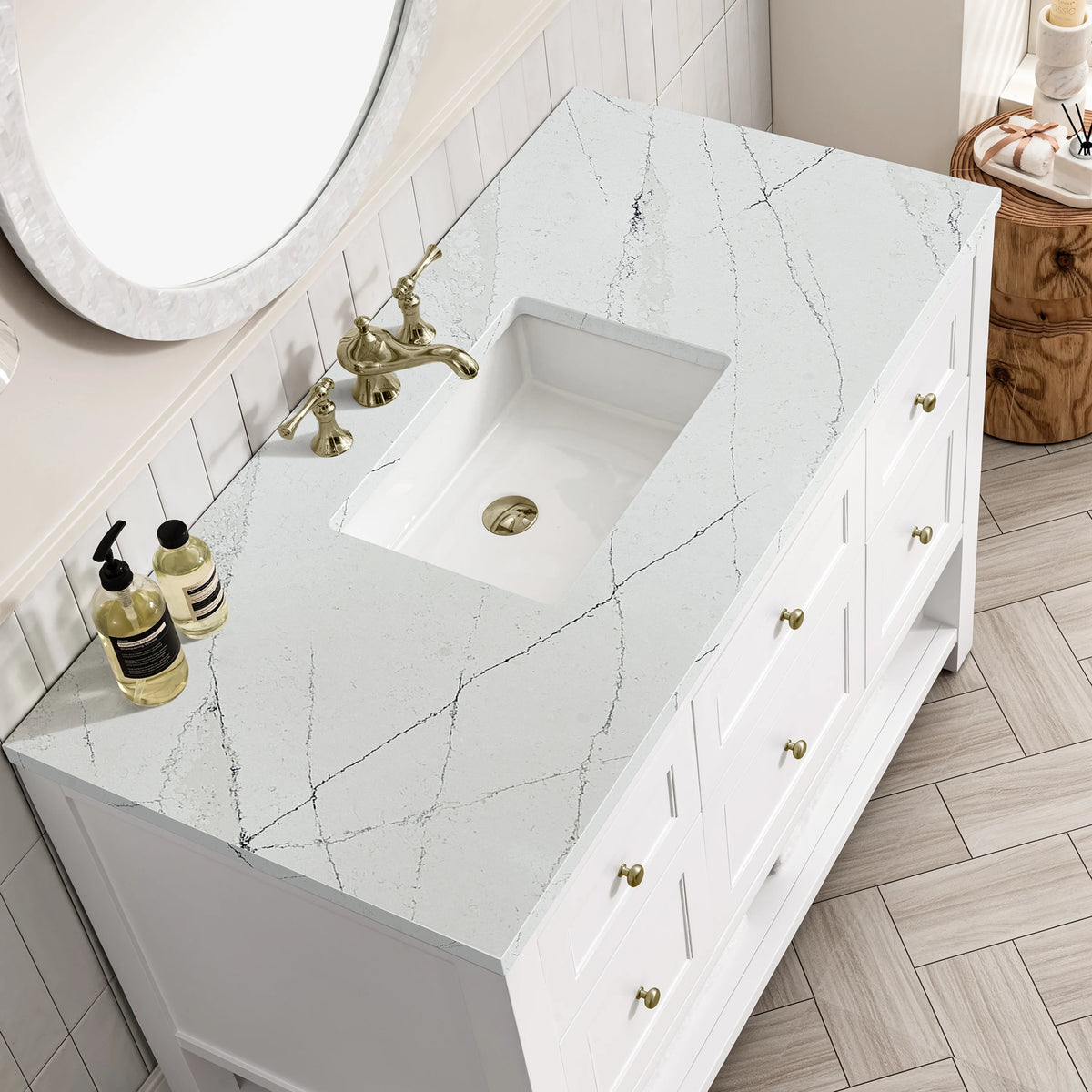 Breckenridge 48" Single Vanity, Bright White w/ 3 CM Ethereal Noctis Top, view 7