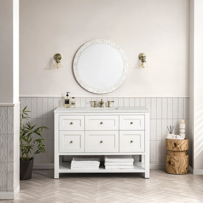 Breckenridge 48" Single Vanity, Bright White w/ 3 CM Lime Delight Top, view 3