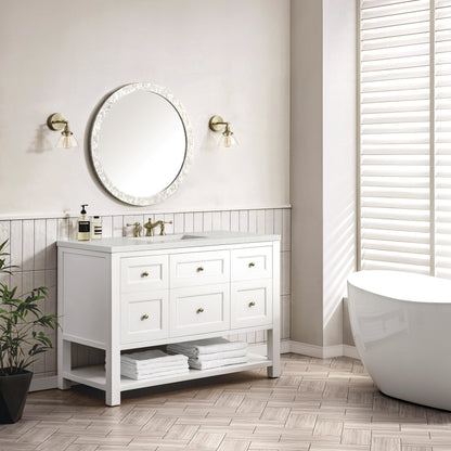 Breckenridge 48" Single Vanity, Bright White w/ 3 CM Lime Delight Top, view 4