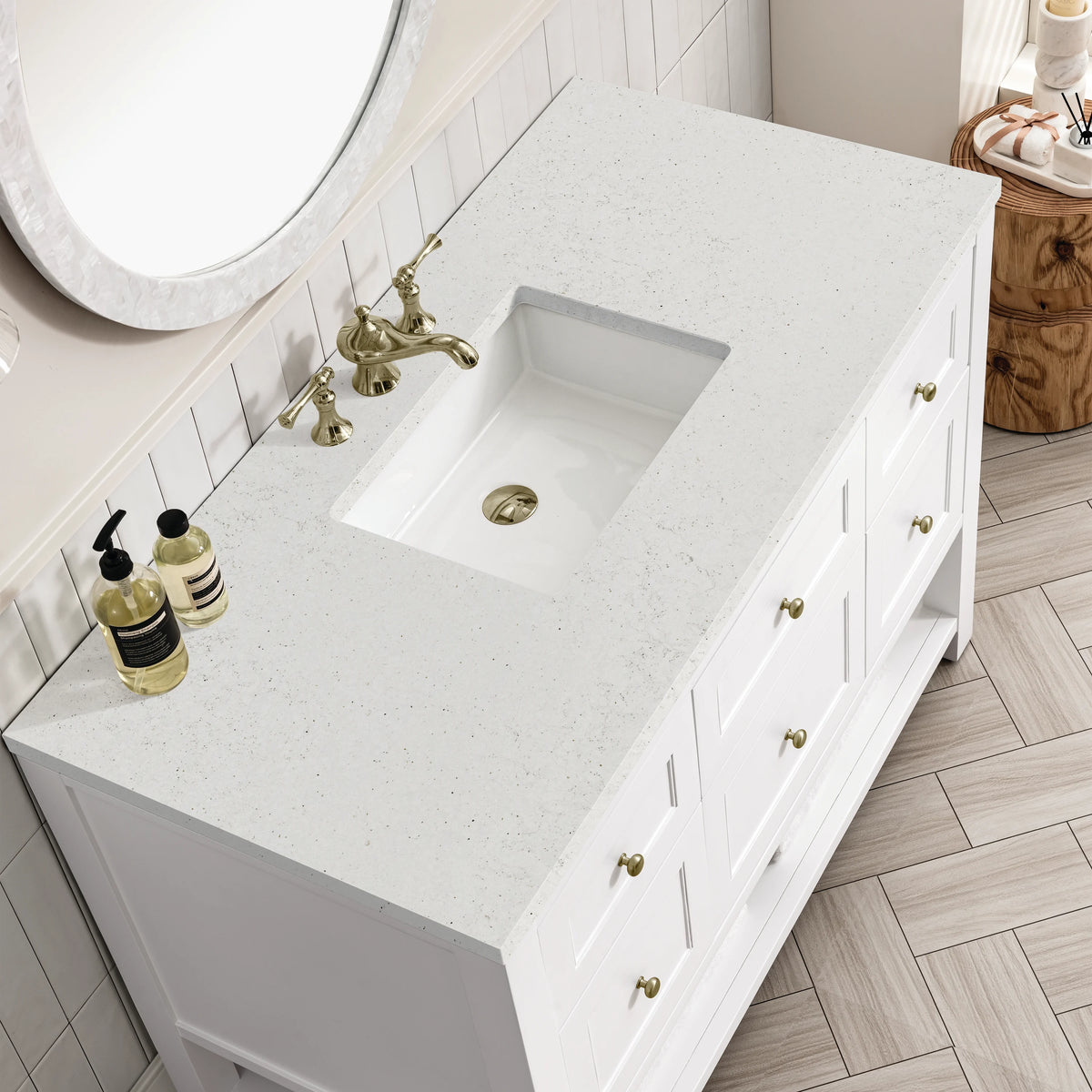 Breckenridge 48" Single Vanity, Bright White w/ 3 CM Lime Delight Top, view 7
