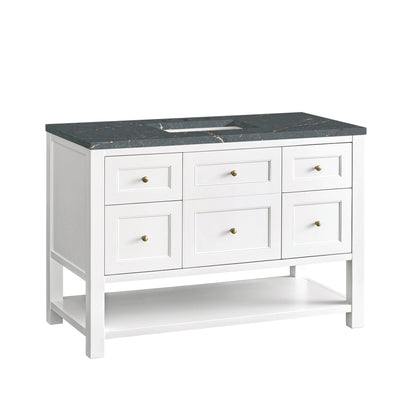 Breckenridge 48" Single Vanity, Bright White w/ 3 CM Parisien Bleu Top, view 10