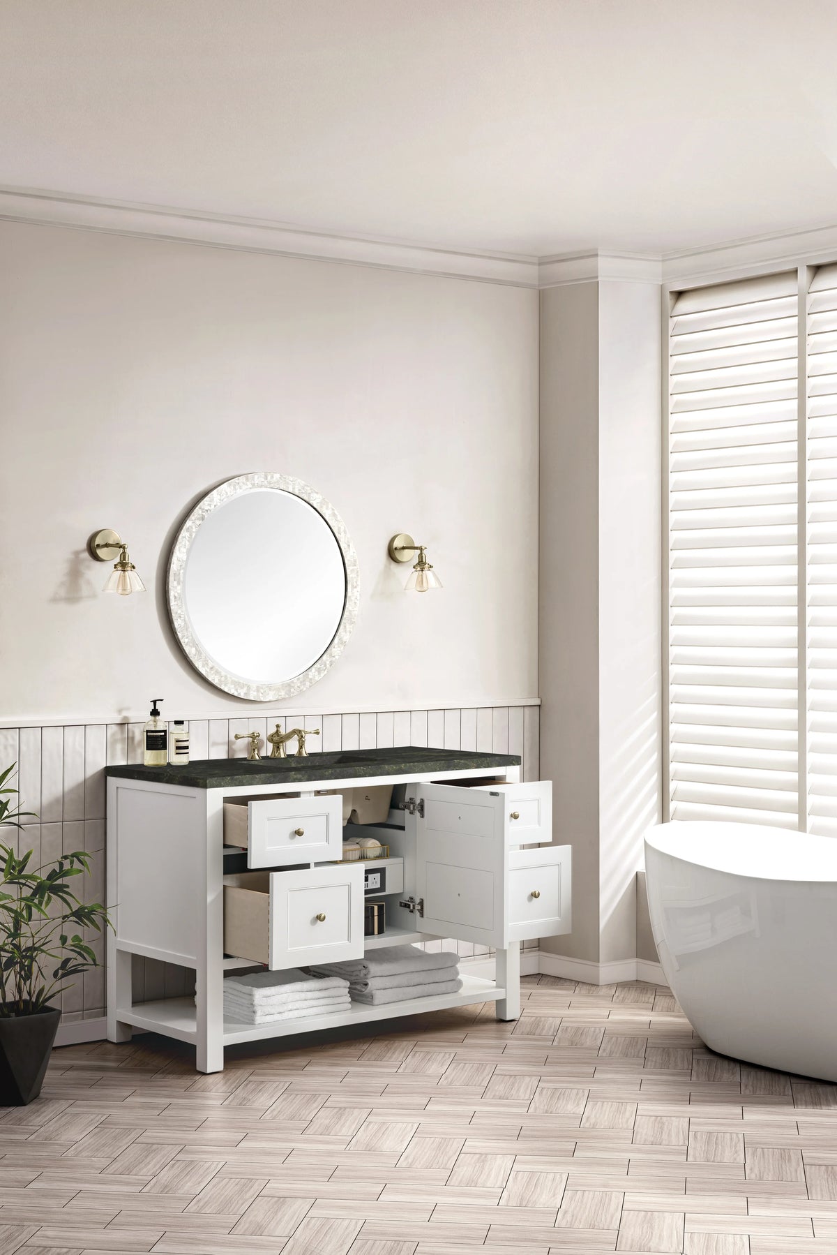 Breckenridge 48" Single Vanity, Bright White, w/ 3 CM Phantome Eclos Top, view 6