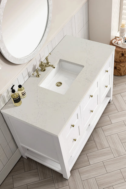 Breckenridge 48" Single Vanity, Bright White, w/ 3 CM Siberian Silestone Top, view 8