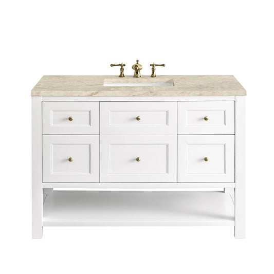 Breckenridge 48" Single Vanity, Bright White, w/ 3 CM Tajnar Eclos Top