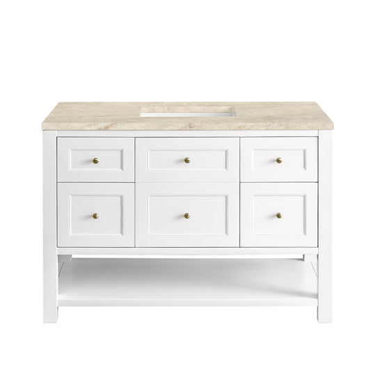 Breckenridge 48" Single Vanity, Bright White, w/ 3 CM Tajnar Eclos Top, view 2
