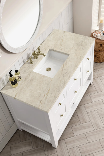 Breckenridge 48" Single Vanity, Bright White, w/ 3 CM Tajnar Eclos Top, view 8