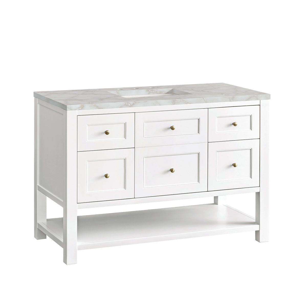 Breckenridge 48" Single Vanity, Bright White w/ 3 CM Victorian Silver Top, view 10