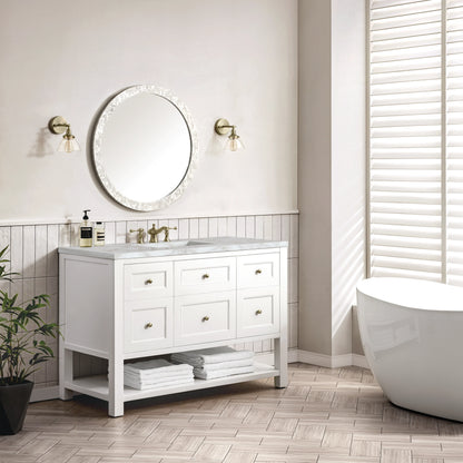 Breckenridge 48" Single Vanity, Bright White w/ 3 CM Victorian Silver Top, view 4