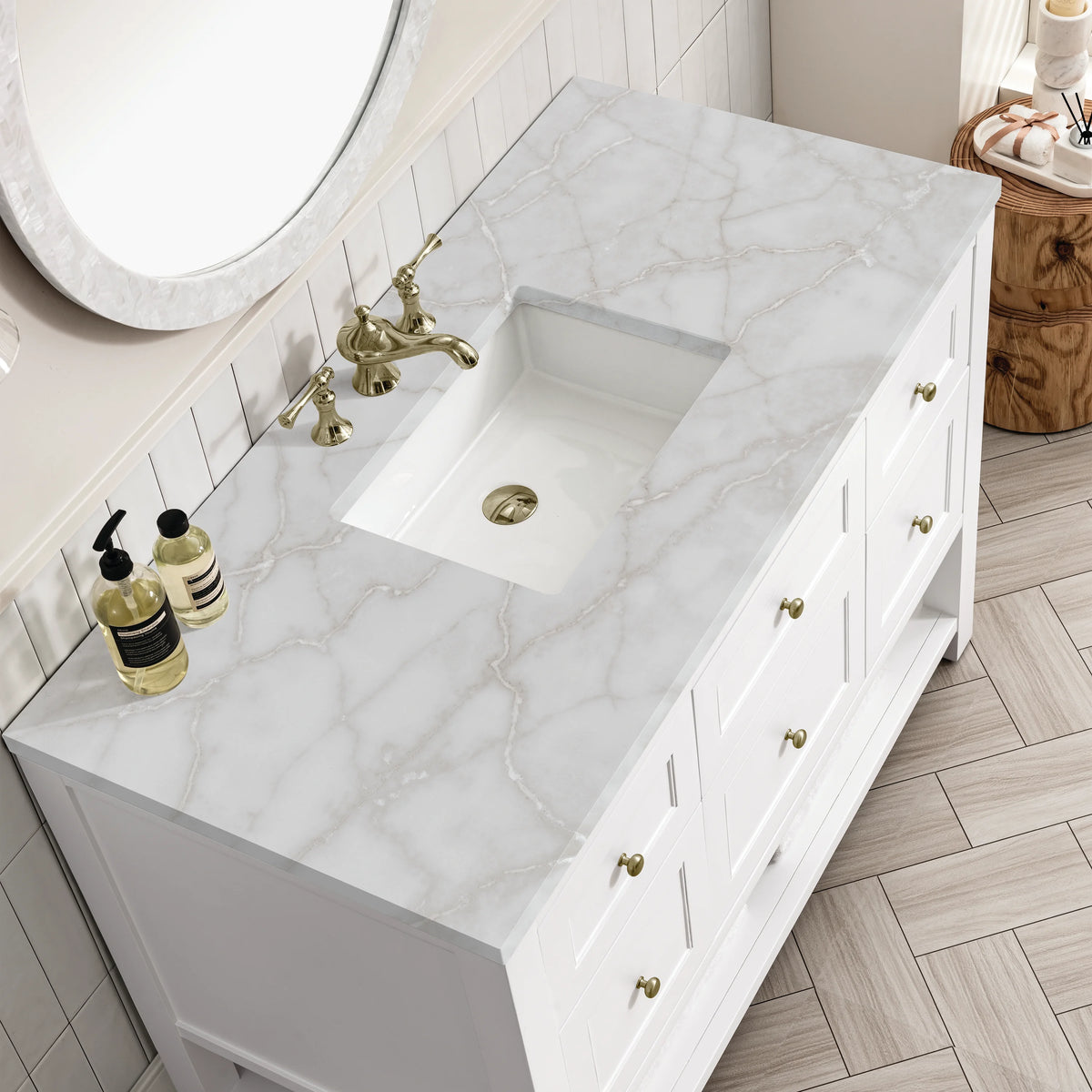 Breckenridge 48" Single Vanity, Bright White w/ 3 CM Victorian Silver Top, view 7