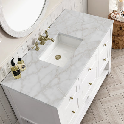 Breckenridge 48" Single Vanity, Bright White w/ 3 CM Victorian Silver Top, view 7