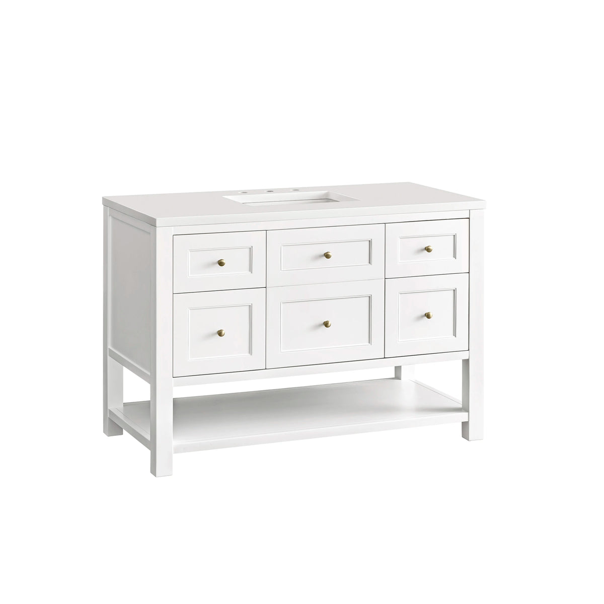 Breckenridge 48" Single Vanity, Bright White w/ 3 CM White Zeus Top, view 12