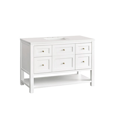 Breckenridge 48" Single Vanity, Bright White w/ 3 CM White Zeus Top, view 12