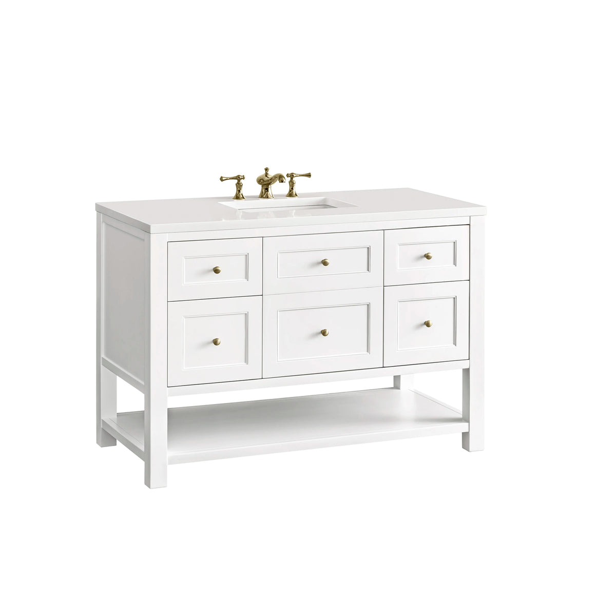 Breckenridge 48" Single Vanity, Bright White w/ 3 CM White Zeus Top, view 13