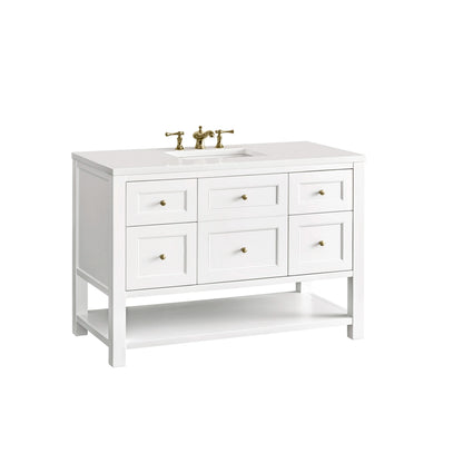 Breckenridge 48" Single Vanity, Bright White w/ 3 CM White Zeus Top, view 13