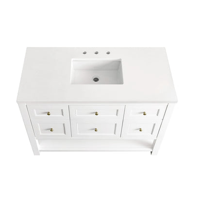 Breckenridge 48" Single Vanity, Bright White w/ 3 CM White Zeus Top, view 7
