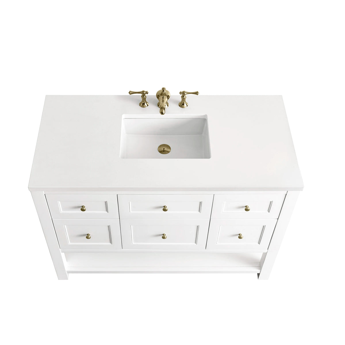 Breckenridge 48" Single Vanity, Bright White w/ 3 CM White Zeus Top, view 8