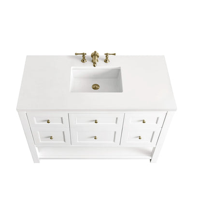 Breckenridge 48" Single Vanity, Bright White w/ 3 CM White Zeus Top, view 8