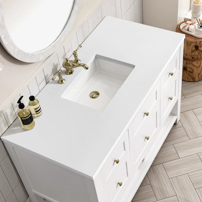 Breckenridge 48" Single Vanity, Bright White w/ 3 CM White Zeus Top, view 9