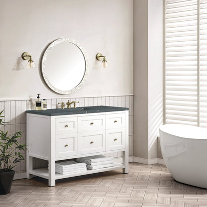 Breckenridge 48" Single Vanity, Bright White w/ 3 CM Parisien Bleu Top w/FreePower Wireless Charger, view 7