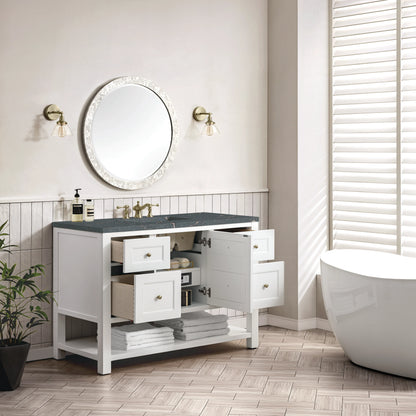 Breckenridge 48" Single Vanity, Bright White w/ 3 CM Parisien Bleu Top w/FreePower Wireless Charger, view 8