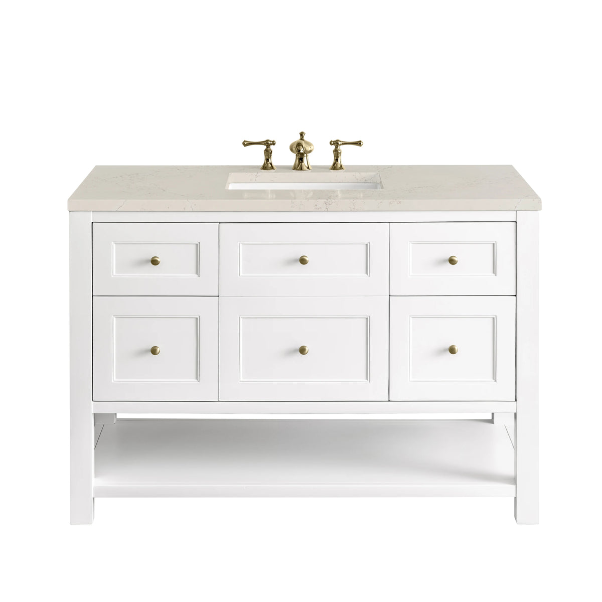 Breckenridge 48" Single Vanity, Bright White, w/ 3 CM Siberian Silestone Top w/FreePower Wireless Charger