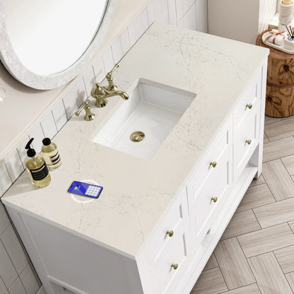 Breckenridge 48" Single Vanity, Bright White, w/ 3 CM Siberian Silestone Top w/FreePower Wireless Charger, view 10
