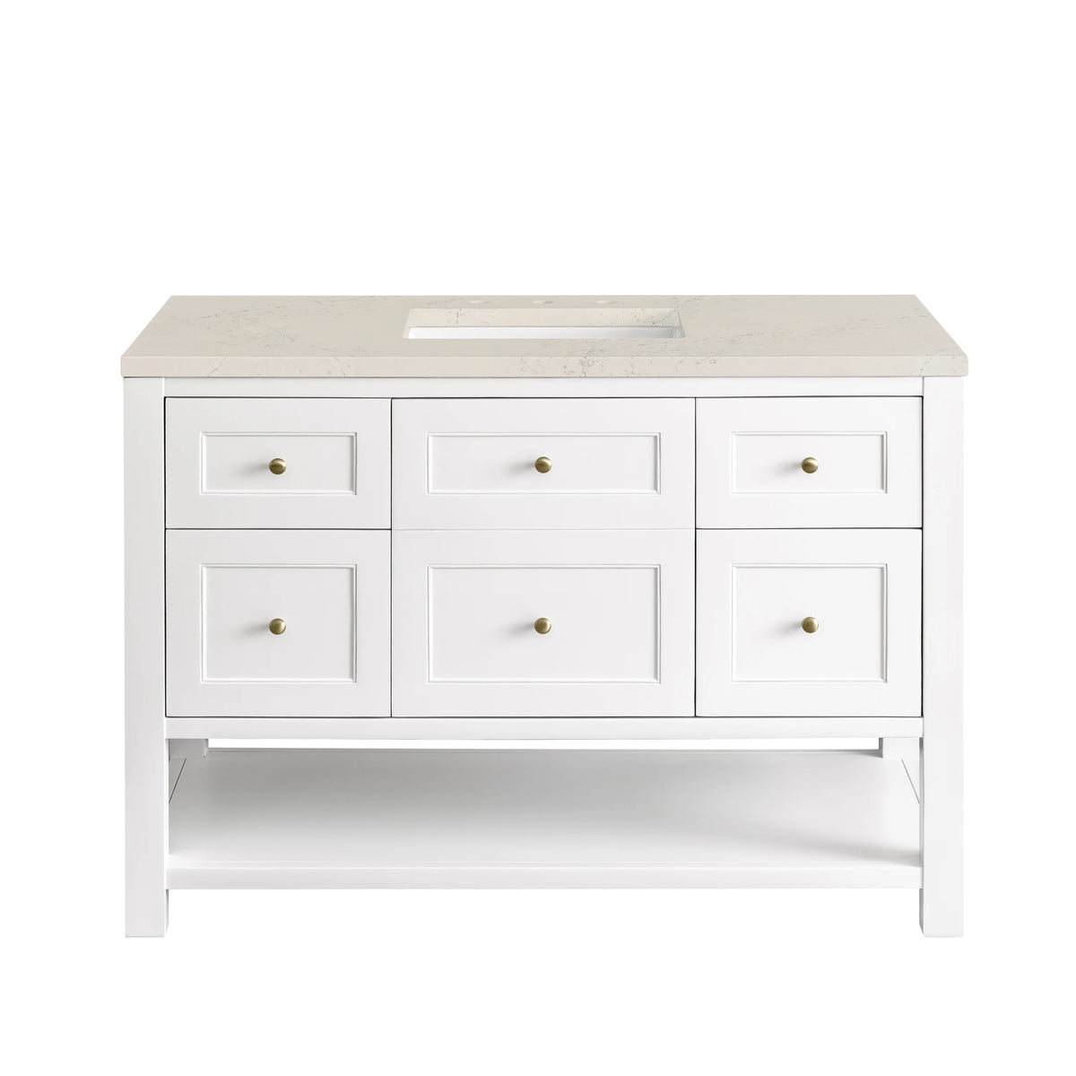 Breckenridge 48" Single Vanity, Bright White, w/ 3 CM Siberian Silestone Top w/FreePower Wireless Charger, view 2