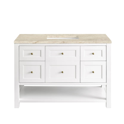 Breckenridge 48" Single Vanity, Bright White, w/ 3 CM Tajnar Eclos Top w/FreePower Wireless Charger, view 2