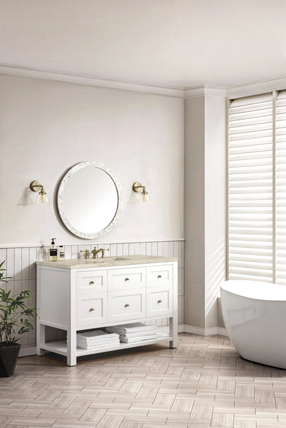 Breckenridge 48" Single Vanity, Bright White, w/ 3 CM Tajnar Eclos Top w/FreePower Wireless Charger, view 7