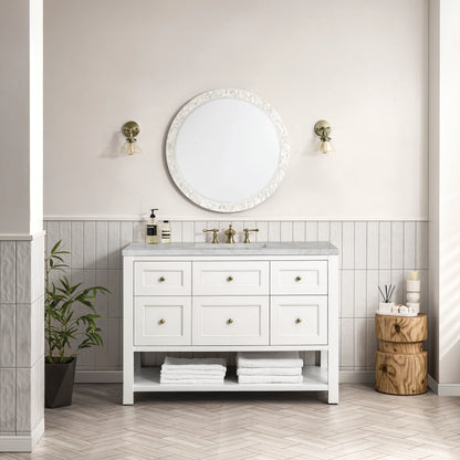 Breckenridge 48" Single Vanity, Bright White w/ 3 CM Victorian Silver Top w/FreePower Wireless Charger, view 6