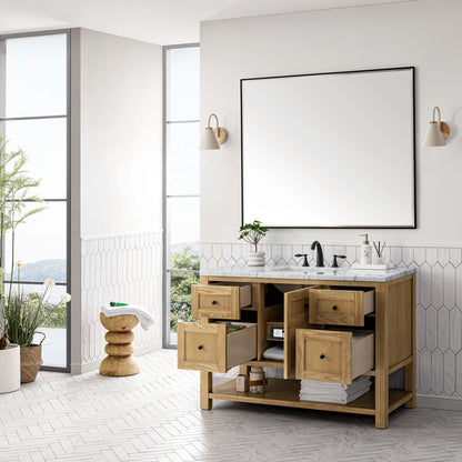 Breckenridge 48" Single Vanity, Light Natural Oak w/ 3 CM Carrara Marble Top, view 5
