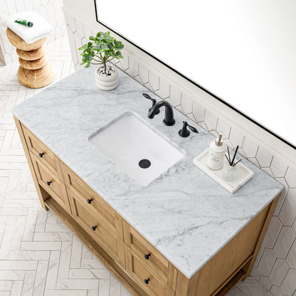Breckenridge 48" Single Vanity, Light Natural Oak w/ 3 CM Carrara Marble Top, view 7